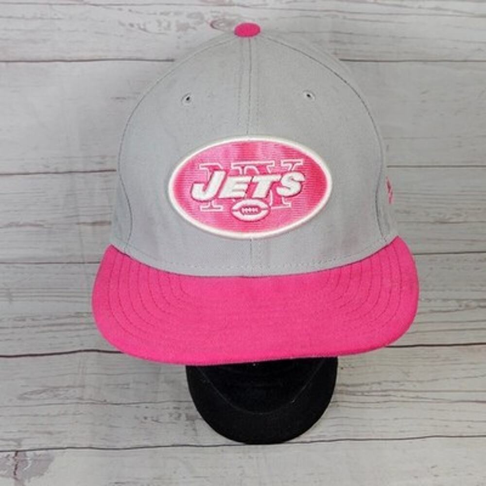 New York Jets Hat New Era 59FIFTY Men's 7 1/4 Grey Pink Breast Cancer Awareness